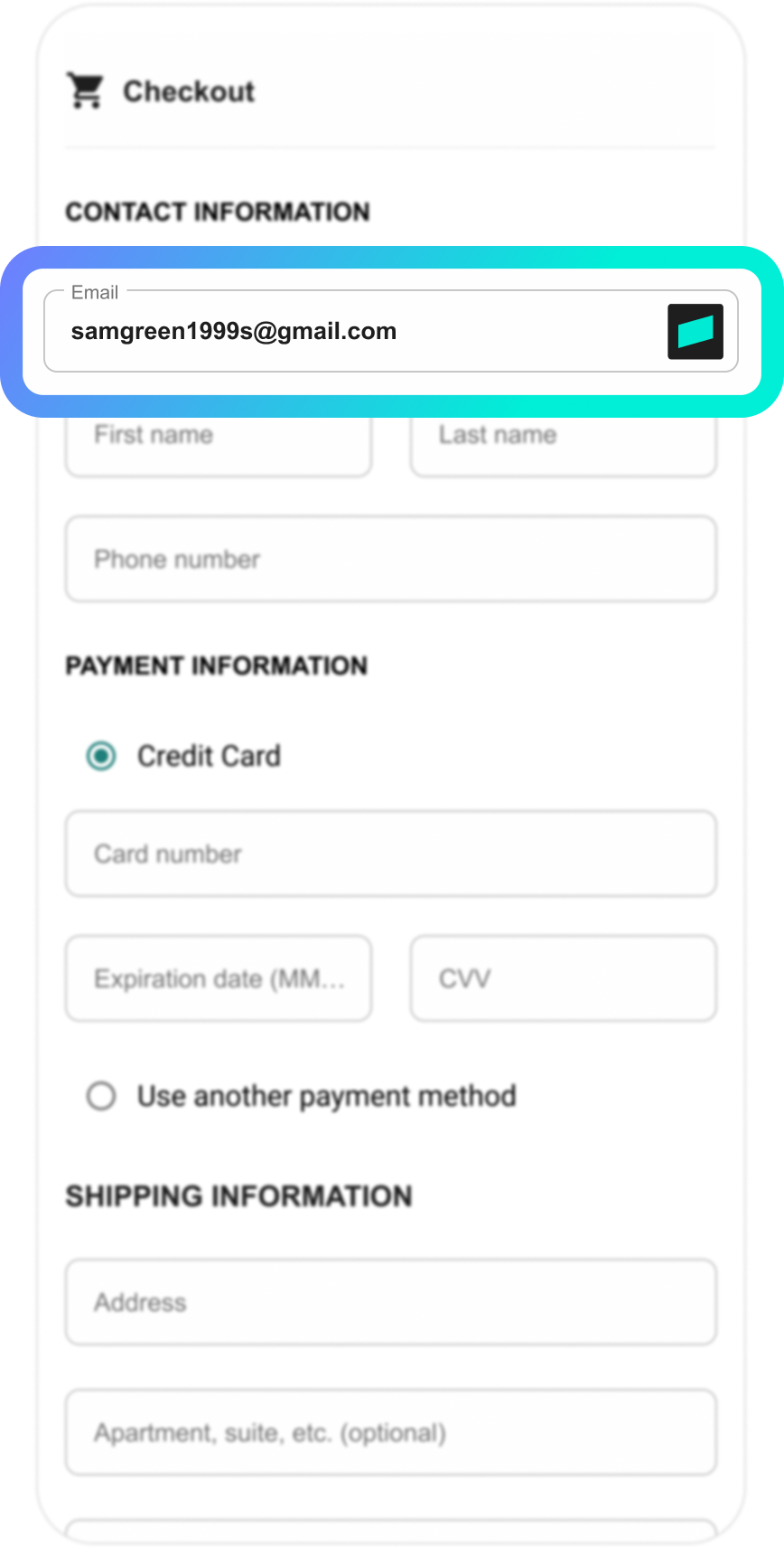 Mobile phone email field