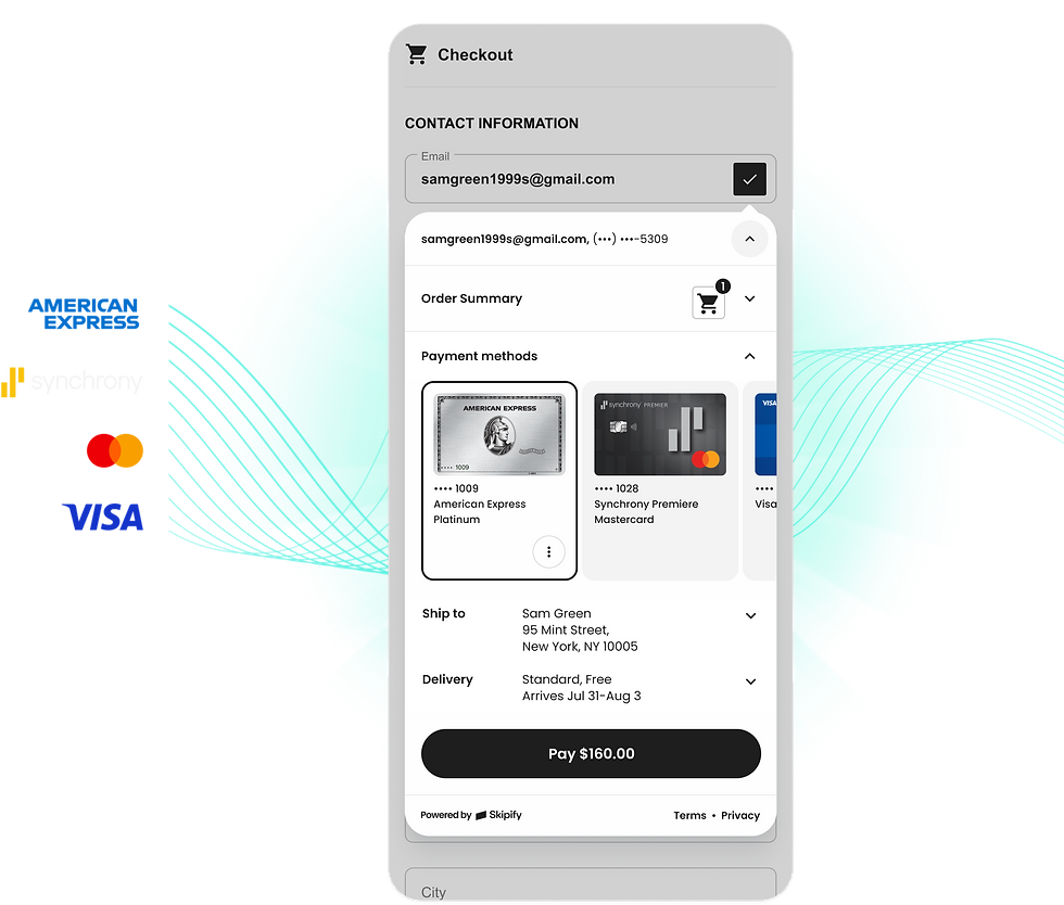 Financial institution logos connecting to Skipify Checkout